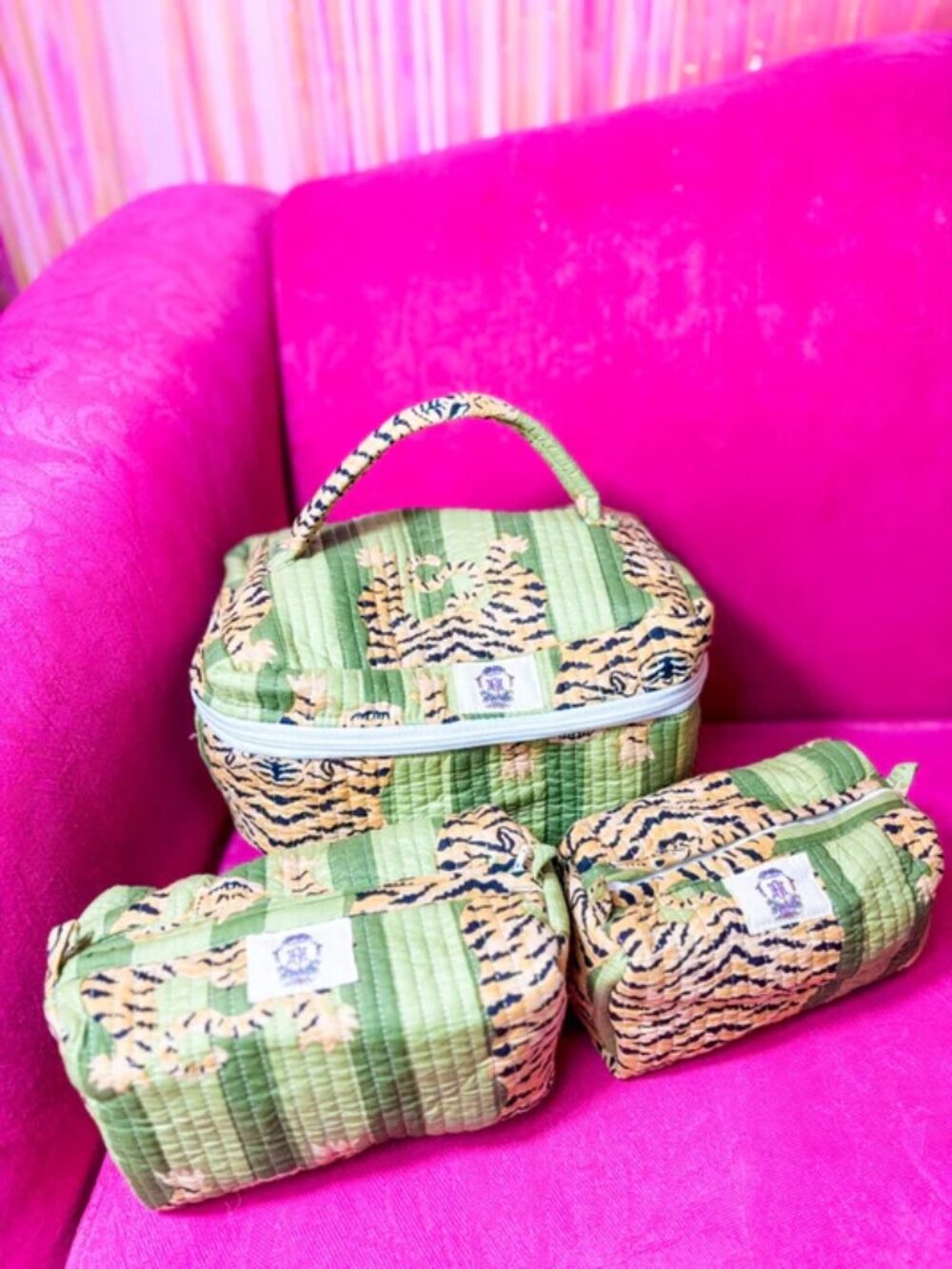 NWT Sage Tiger Cosmetic Bags by Hart of Grace